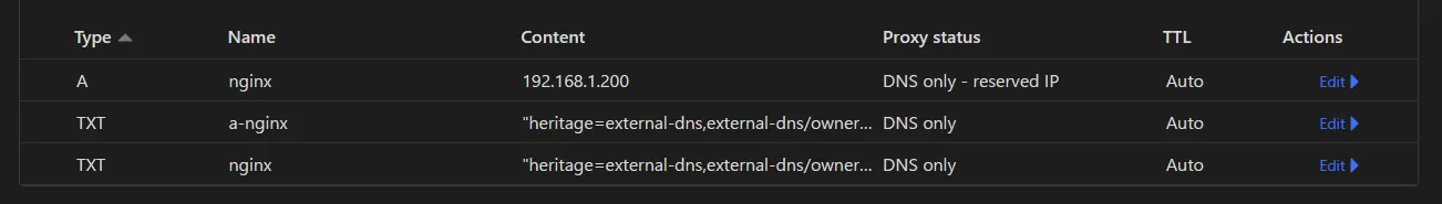 DNSレコードが登録される