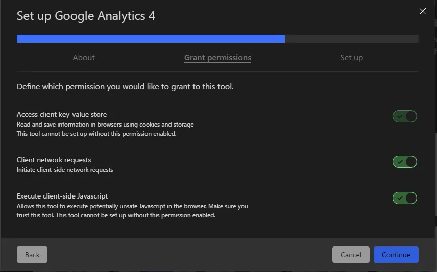 Zaraz GA4権限画面