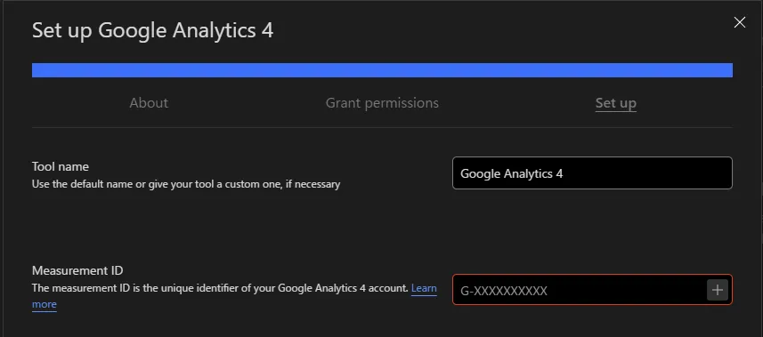 Zaraz GA4測定ID設定画面